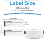 12 Rolls Replace for Brother DK-1201 (1.1" x 3.5") Address Label, 400 Stickers/roll for QL-800 810W 820NWB 600 Printer, 1 Frame + 4800 Label Refills, Barcode & All Purpose Die-Cut DK Label