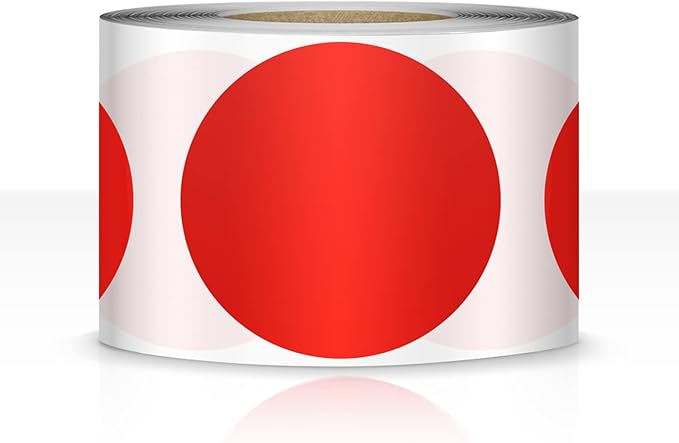 500 PCS Dot Sticker Tape 2" Inch Round Color Coding Labels Removable Writable Circle Floor Decal for Marking Organizing Social Distancing Red
