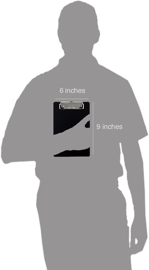Trade Quest Memo Clipboard 6'' x 9'' Low Profile Clip Plastic (6-Pack) (Black)