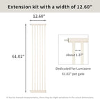 Lumizone Extra Tall Cat Gate Extension Kit 61.02" High Pressure Mounted 12.6" Extra Wide 1.37" Gap No Drilling Tall Pet Gate for Dogs (Cream, 12.60" W)