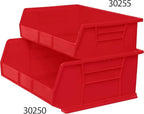 Akro-Mils 30255 AkroBins Plastic Storage Bins, Space-Saving Stackable Bins for Garage, Pantry, Craft Organization, 11-" x 16-" x 5-", Red, 6-Pack