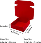 50 Pcs 6.3 x 6 x 1.6 inches Shipping Boxes for Small Business Cardboard Corrugated Mailer Boxes for Shipping Packaging Holidays Craft Gifts Giving Products (Red, 6.3 x 6 x 1.6")