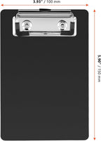 SINJEUN 30 Pack 4 x 6 Inch Small Clipboards Bulk, Black Memo Clipboard with Profile Clip, Mini Plastic Clipboard for Notepads, Receiptsl, Tickets﻿