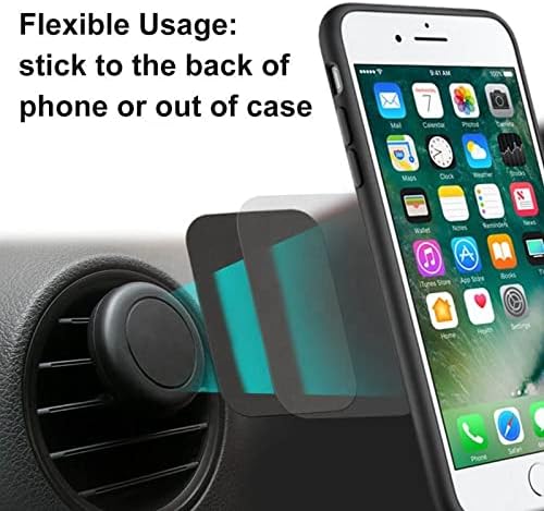 SALEX Phone Metal Stickers for Magnetic Mount - Replacement Set of 16 Car Magnet Square Metal Plates Inside Cell Phone Case. Black Sticky Small Thin Iron Discs with 3M Adhesive Backing for Crafts DIY