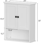 White Medicine Cabinet, 24x30 Inch Bathroom Cabinet Storage with 2 Doors and Adjustable Shelves,Over The Toilet Storage Cabinet, Above Toilet Storage Cabinet for Small Spaces