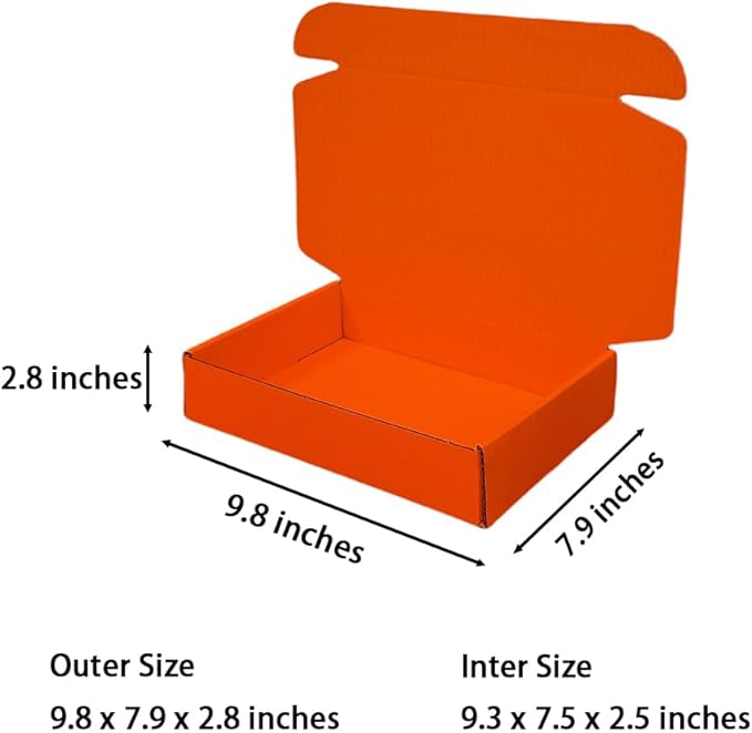 30 Pcs 9.8 x 7.9 x 2.8 inches Shipping Boxes for Small Business Cardboard Corrugated Mailer Boxes for Shipping Packaging Holidays Craft Gifts Giving Products (Orange Red, 9.8 x 7.9 x 2.8")