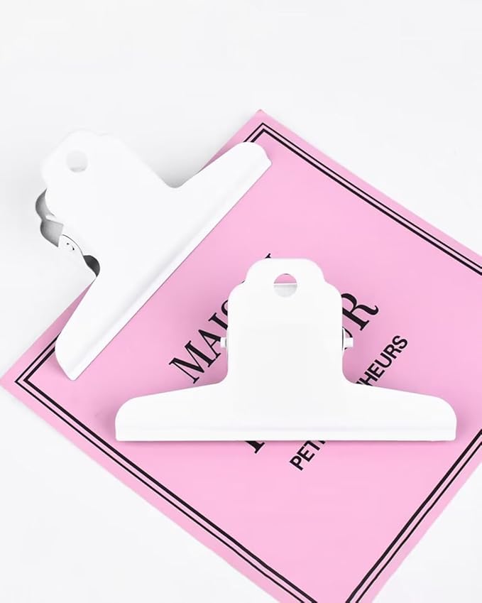 2PCS Extra Large Binder Clips Metal Bulldog Clips Large Paper Clamps Holder Chip Clips for Home School Office Drawing Bag White 3inch