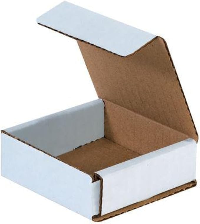 Secure Seal Shipping Boxes - 3x3x1" Mailers - White Foldable Corrugated Cardboard Packaging for Mailing, Moving, Storage, and Organizing - Strong Lightweight Foldable (Bulk 50 Pack)