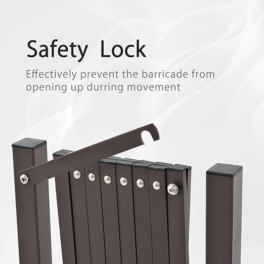 GYMTIME Expandable Metal Barricade, Safety Barrier with Casters, Flexible Mobile Gate, 23 Feet, Brown, Adjustable Temporary Fence for Garden Indoor