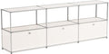 Modern Storage Cabinet Versatile Free-Standing Organizer for Home, Office, Garage, Gym, Kitchen, Furniture Decoration (G-15 D x 90" W x 29" H, White)