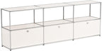 Modern Storage Cabinet Versatile Free-Standing Organizer for Home, Office, Garage, Gym, Kitchen, Furniture Decoration (G-15 D x 90" W x 29" H, White)