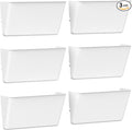 Clear Acrylic Single Pocket, Plastic Hanging Wall Mount File Holder for Office Home (White, 6 Pack)