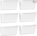 Clear Acrylic Single Pocket, Plastic Hanging Wall Mount File Holder for Office Home (White, 6 Pack)