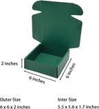 15 Pcs 6 x 6 x 2 inches Corrugated Cardboard Gift Boxes Recyclable Shipping Boxes for Mailing & Holidays, Wedding, Birthday, Gifts Packaging (Hunter Green, 6 x 6 x 2")