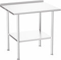 All-Stainless Steel Prep Table, 30 X 36 Inch, with Rounded-Corner Backsplash and Adjustable Undershelf, Heavy-Duty for Outdoor Use,Restaurants,Hotels,Workshops,Kitchens,Gardens, and Garages