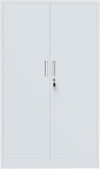 Metal Storage Cabinet with Locking Doors and 3 Adjustable Shelves, Lockable Storage Cabinets for Home Office Garage Kitchen Pantry (White)