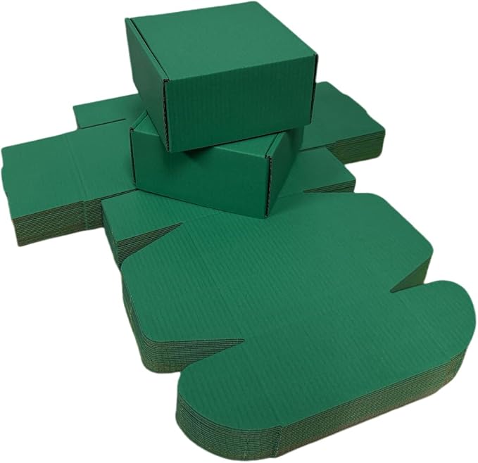 15 Pcs 6 x 6 x 3 inches Corrugated Cardboard Gift Boxes Recyclable Shipping Boxes for Mailing & Holidays, Wedding, Birthday, Gifts Packaging (Hunter Green, 6 x 6 x 3")