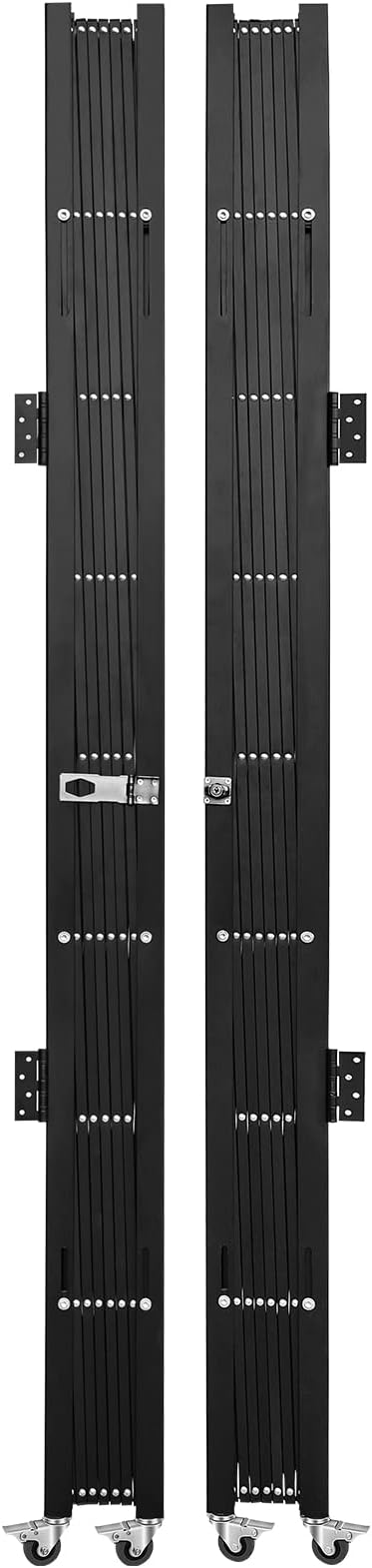 VEVOR Double Folding Security Gate, 61" H x 122" W Folding Door Gate, Steel Accordion Security Gate, Flexible Expanding Security Gate, 360° Rolling Barricade Gate, Scissor Gate or Door with Keys