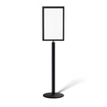 Floor Standing Sign Frame with Steel Low Profile Base, 14 inches by 22 inches Vertical Sign Frame, Black Post