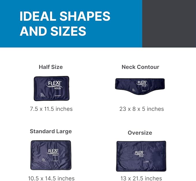 FlexiKold Gel Neck Ice Pack (23" X 8" X 5") - Reusable Cold Pack Compress (Therapy for Pain, Injuries of Neck, Lower Back, Shoulder, wrap Around Knee, Foot, Thigh, Elbow) - A6301-COLD