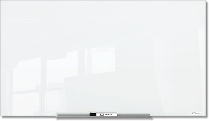 Quartet Magnetic Dry Erase Board, 72" x 48" Glass White Board for Wall, Frameless, InvisaMount, White (Q25F03IMW)