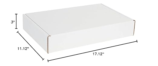 Box USA 17" Deluxe Shipping Boxes 17 1/8"L x 11 1/8"W x 3"H, 50-Pack - White Box Mailers for Packaging, Storage, Gifts or Bulk Business Orders