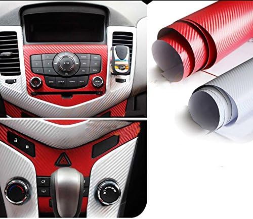 F & B LED LIGHTS Red 3D Carbon Fiber Film Twill Weave Vinyl Sheet Roll Wrap (108" X 60", Red)