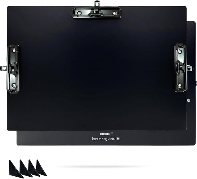 Aluminum 11x17 Clipboard A3 Metal Stainless Hangable Clipboards with 3 Clips Art Pen Holder Extra Large Clip Board for Business Medical Professionals Workshop (Black, A3)