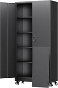 Yizosh Metal Garage Storage Cabinet with Locking Doors and Adjustable Shelves,- 75" Rolling Steel Tool Cabinet for Home Office,Garage,Warehouse
