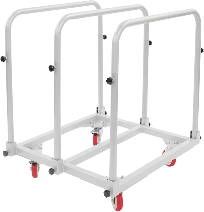 Steel Panel Truck, 1400lbs Heavy Duty Lumber Drywall Dolly Cart with 4" Swivel Casters, Table Dolly with Crossbeam & 3 Side Handrails for Garage, Home, Warehouse, 31" L X 28" W X 35" H (Grey)