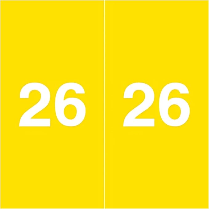 2026 Year Stickers, Doctor Stuff 2026 Chart Stickers, Yellow Color Coded, Ames Large Style, USA Made Year Labels for X Ray Jackets, 500/Roll, 1 Roll, 1-7/8" x 1-7/8"