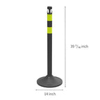 6 Pack Traffic Delineator Post Cones with Plastic Chain Crowd Control Barriers - Expandable 40" Traffic Control Cones, 6 x 6.6 Ft Chains for Indoor & Outdoor Use (Black-Rubber Base)