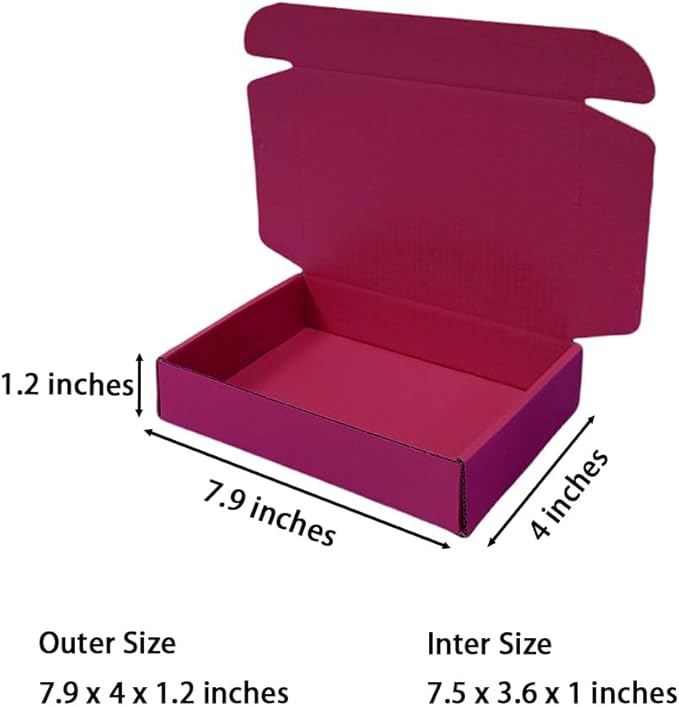 50 Pcs 7.9 x 4 x 1.2 inches Shipping Boxes for Small Business Cardboard Corrugated Mailer Boxes for Shipping Packaging Holidays Craft Gifts Phone Case Packaging (Cranberry, 7.9 x 4 x 1.2")