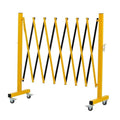 GYMTIME Expandable Metal Barricade, Portable Safety Traffic Barrier with Casters, Mobile Driveway Gate, Adjustable Security Fence, 11 Feet, Yellow and Black