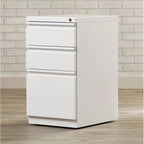 Pemberly Row 3 Drawers 27.75" Vertical White Metal Filing Cabinet Lockable Pre-Assembled Stationary Letter Size for Home, Office