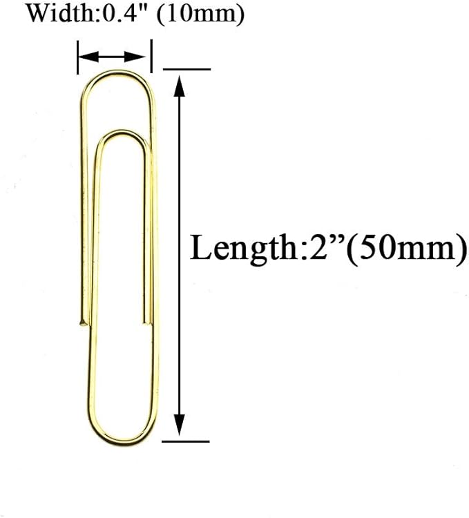 HAHIYO Paper Clips Large Sturdy 2 inches Length 70 Pack Paperclips Heavy Duty Tight Grip Rust Proof Reusable Metal Bright Gold for Home Office School