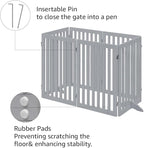 unipaws 120" Extra Wide Pet Gate, Free Standing Dog Gate for Doorways, Stairs, Foldable Gate & Room Divider, Wooden Puppy Playpen, Expandable Barrier for The House, Indoor Use (36" H, Grey)