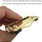 HAHIYO 3.94 Inches Gold Metal Mountable Clipboard Clips - 6 Pack, Durable Spring Loaded Clip with Rubber Grips, Hanging Hole and Rivets - Document File Wood Plastic Clip Board for Office School Home