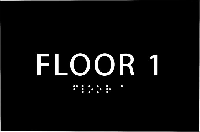 6" X4" Floor 1 Sign - ADA Compliant Tactile Graphics Grade 2 Braille Text | Wall Mount Plastic Directional Assistance, Floor Number Sign for Office, Schools, Hospitals, Apartments