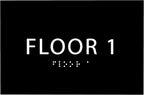 6" X4" Floor 1 Sign - ADA Compliant Tactile Graphics Grade 2 Braille Text | Wall Mount Plastic Directional Assistance, Floor Number Sign for Office, Schools, Hospitals, Apartments