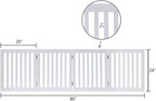 unipaws 24”H Free Standing Pet Gate for Dog Cat, Wooden Gates for Doorway, Stairs, Step Over Foldable Pet Fence for The House, Expandable Dog Barrier, Indoor Use, White