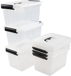 Sandmovie 6 Quart Clear Plastic Storage Bins with Lids, 6 Packs