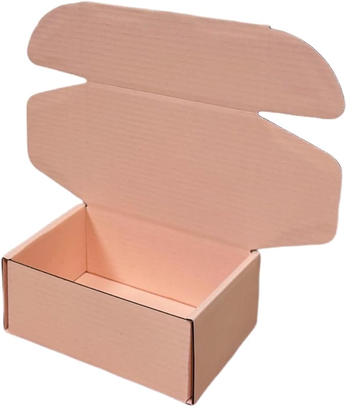 50 Pcs 4.3 x 3.1 x 2 inches Mini Size Corrugated Cardboard Gift Boxes Recyclable Shipping Boxes for Packing Jewelry Ornament Gift Craft Packaging Supplier (Powder Pink, 4.3 x 3.1 x 2")