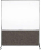 DivideWrite Mobile Whiteboard | Double Sided Dry Erase Board | Portable Office Cubicle Partition | Display for Classrooms, Conference Rooms, Meeting Areas and More | Mocha Fabric 5' Wide x 6' Tall