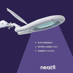 Neatfi Elite XL HD Super LED Magnifying Lamp with Clamp, Glass Lens, 6500K, Glare-Free (7 Inch Lens, White)