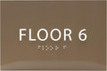 6" X4" Floor 6 Sign - ADA Compliant Tactile Graphics Grade 2 Braille Text | Wall Mount Plastic Directional Assistance, Floor Number Sign for Office, Schools, Hospitals, Apartments