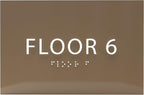 6" X4" Floor 6 Sign - ADA Compliant Tactile Graphics Grade 2 Braille Text | Wall Mount Plastic Directional Assistance, Floor Number Sign for Office, Schools, Hospitals, Apartments