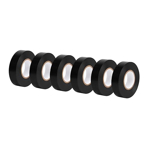 Amazon Basics Electrical Adhesive Tape, for Home DIY, Repairs, Electrical, Automotive and Equipment, 6-Pack, 3/4-inch by 60-feet, Black