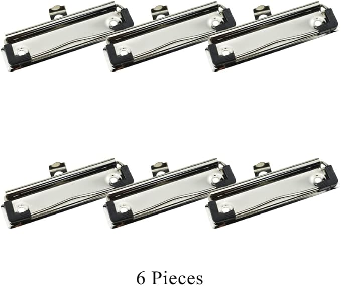 HAHIYO 3.94 Inches Metal Clipboard Clips with Rubber Grips 6 Pack Mountable Sturdy Strong Springs with Rivets Document File Wood Plastic Clips Board for Office School Home