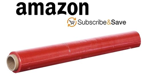 APQ 4 Rolls of Blown Hand Stretch Film 18" x 1500'. Red Hand Stretch Wrap, 80 Gauge. Tear Resistant Residue Free Film for Moving, Shipping, Wrapping. Industrial Grade Pallet Shrink Wrap Film.